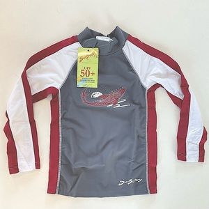 NWT Sunbusters Tuga Kid Boys 2-3 Years Gray Long Sleeve Rash Guard Shark UPF 50+